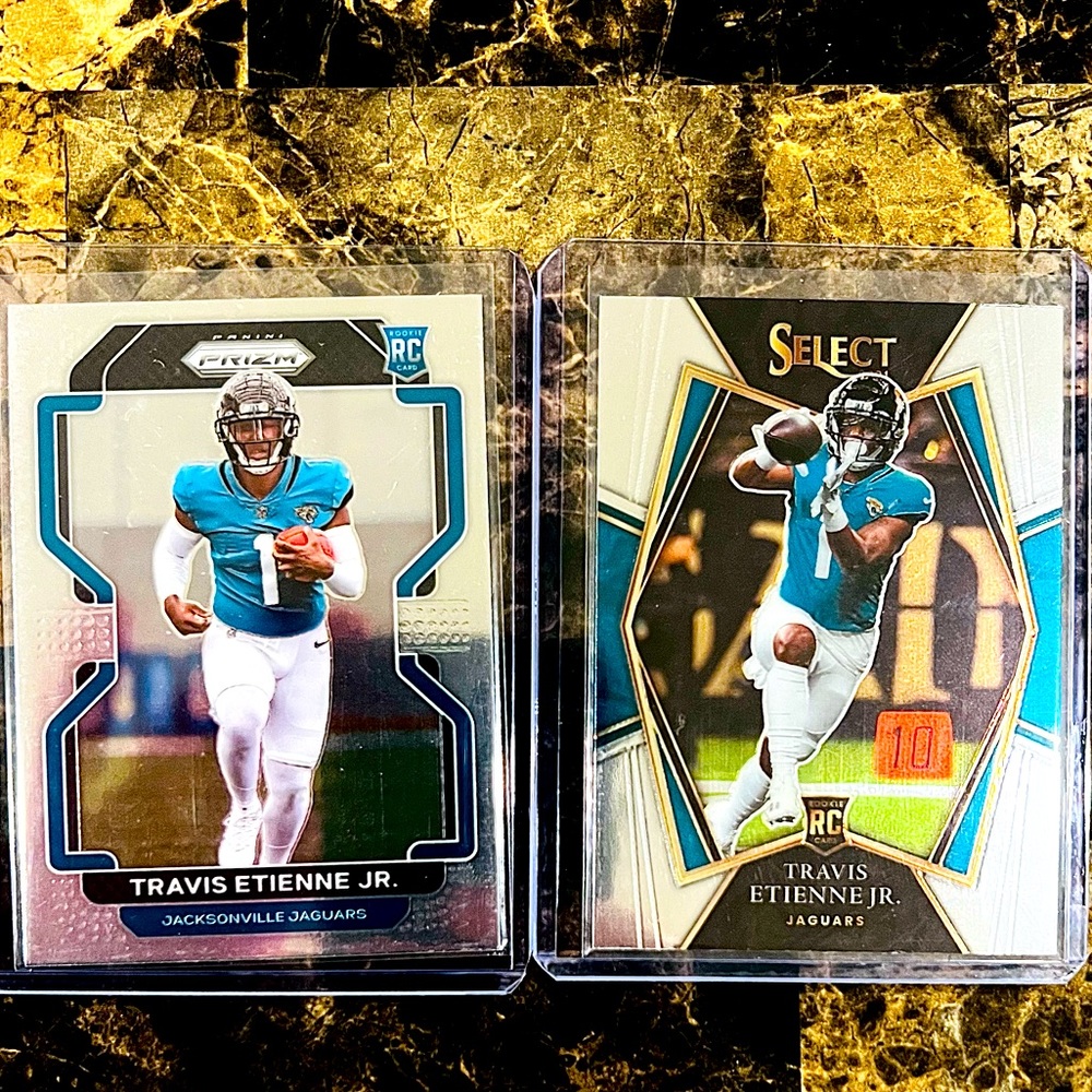 TRAVIS ETIENNE JR ROOKIE CARD LOT NFL SELECT/PRIZM CARDS JACKSONVILLE JAGUARS